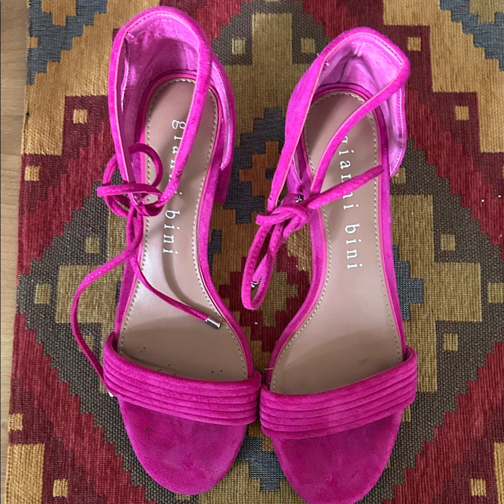 Gianni Bini Fuchsia Suede Ankle-Tie Heels